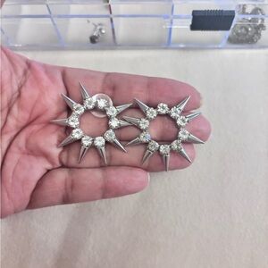 Silver Starburst Stud Earrings Elegant Geometric Design